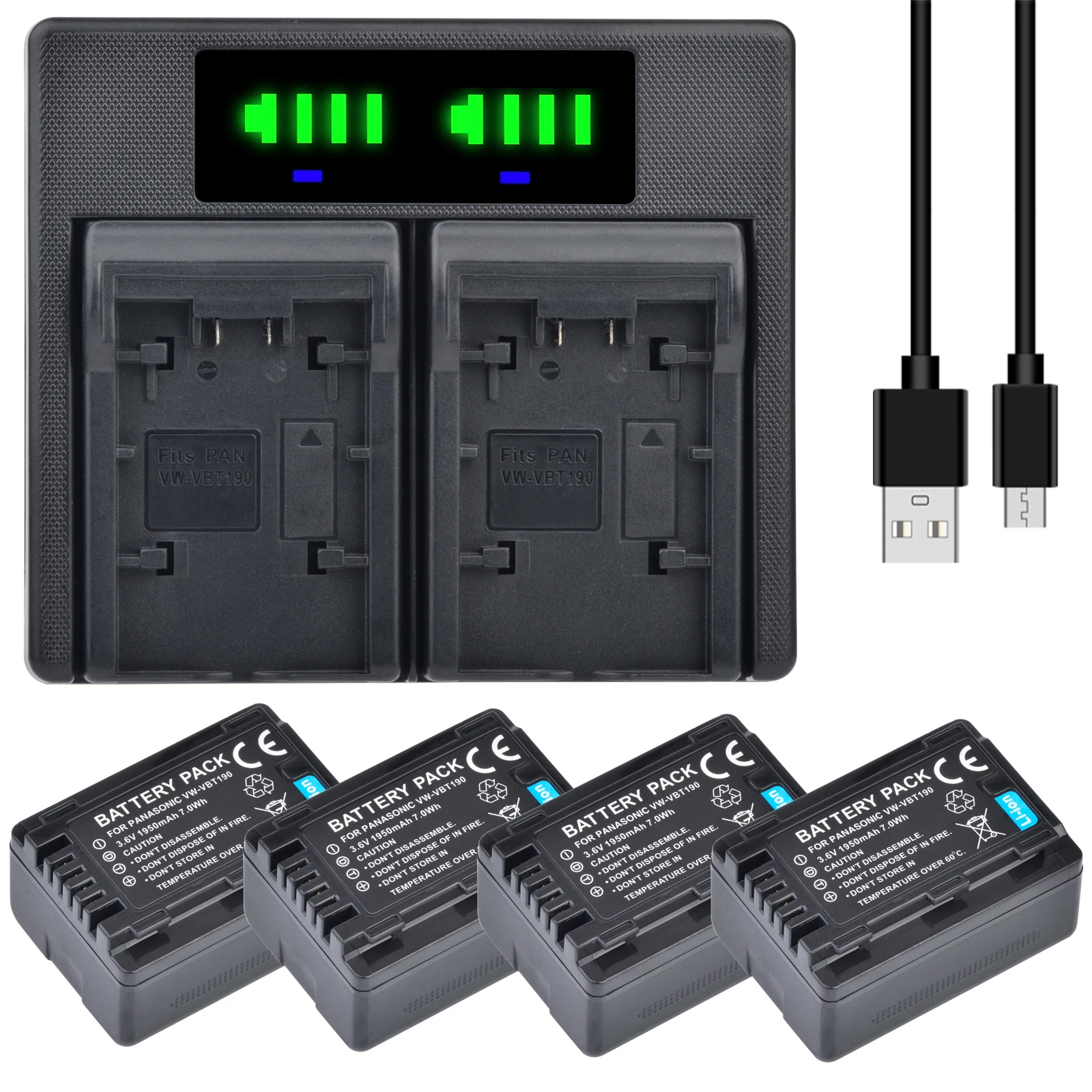 El doble cargador USB VW - vvvt90 VW + LED está disponible para Panasonic HC - v160 HC - v180 HC - v201 HC - v210 HC - v770 HC - vx989 HC - vxf990 HC - vx1k wxf1k