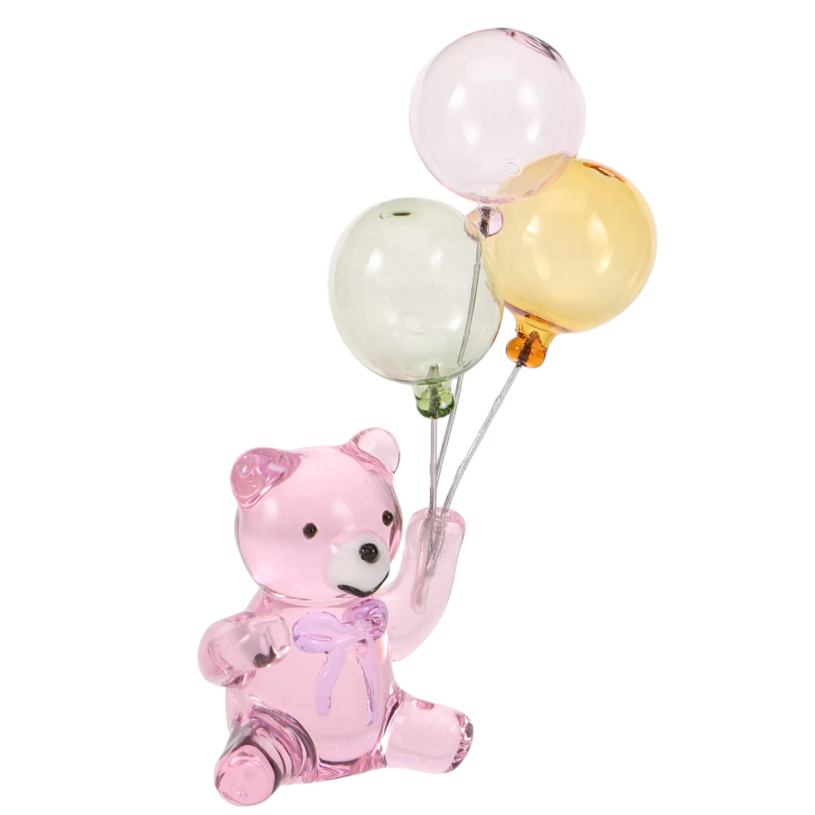 Mini Crystal Bear Holding Balloon Statue Cute Art Animal Sculpture Desktop Shelf Office Decor Animal Bear