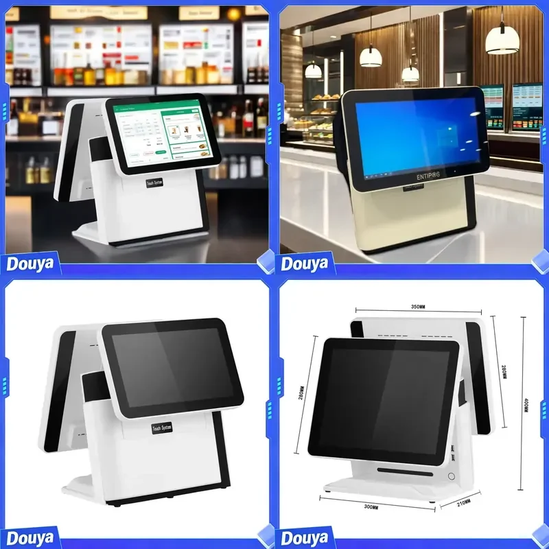 15-дюймовая двухэкранный POS-система на Windows для коммерческого использования с поддержкой Wi-Fi и Bluetooth