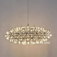 Netherlands Designer Oval Spark Ball Stainless Steel Pendant Chandelier for Living Room Hall Stair LED Indoor Lighting Fixtures