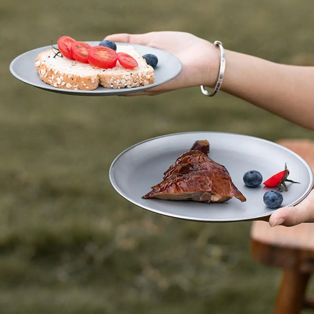 Титановая очищающая тарелка, уличная тарелка для пикника, портативная дорожная посуда, устойчивая к ржавчине посуда для багажника, креативная тарелка для мытья посуды