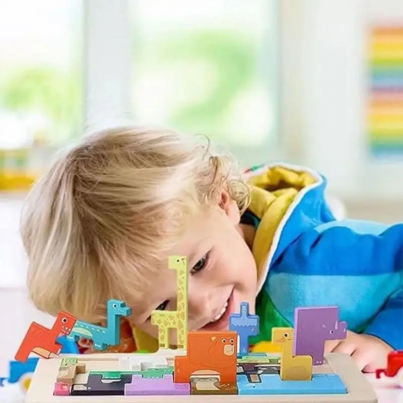 Puzzle Blocks Stacking Toys Adorable Funny Colorful Creative Montessori & Stacking Toys For Preschool STEM Intelligence