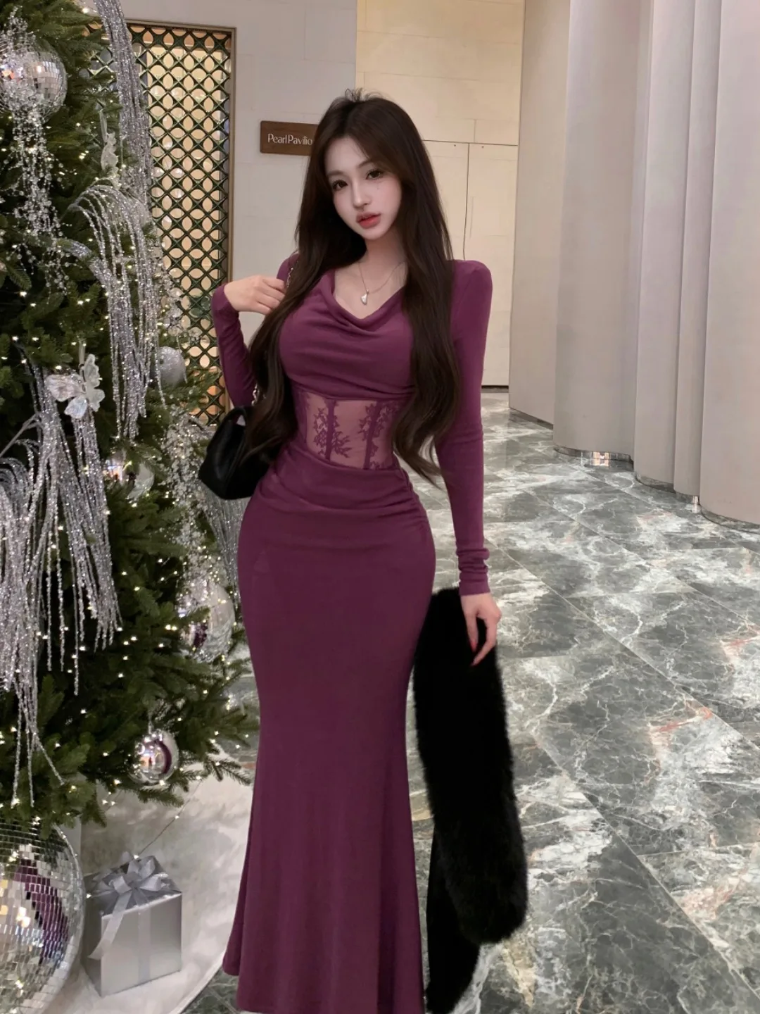 

Сексуальная одно плечо Fibone Dr женская осенне-зимняя утягивающая длинная юбка с хвостом Ele Lady Sle с высокой талией