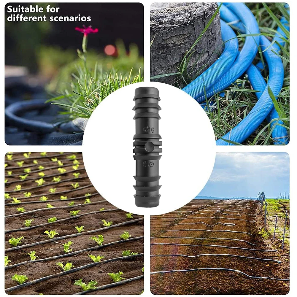 

Garden Tube Adapter Outdoor High Strength Irrigation Parts Plastic 16PE Accessories Black For 1/2\" Porous Pipe