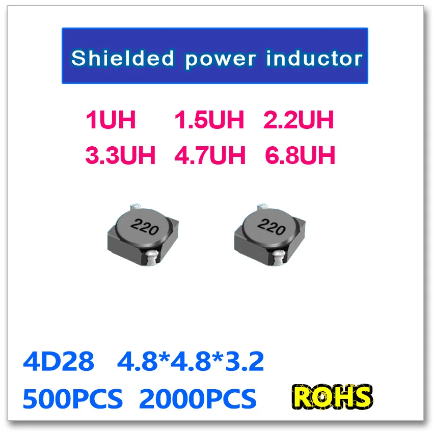 JASNPROSMA SMD 파워 인덕터 4D28 500개 2000개 1UH 1.5UH 2.2UH 3.3UH 4.7UH 6.8UH 1R0 1R5 2R2 3R3 4R7 6R8 4.8*4.8*3.2mm