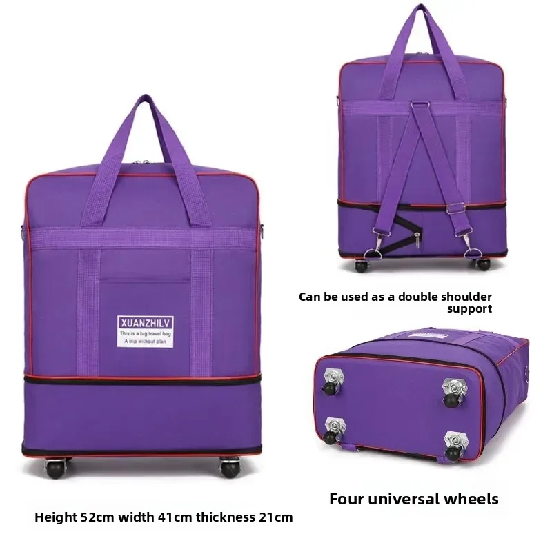 大容量の拡張可能なホイール付きトラベルバッグ,防水ダッフルバッグ,多機能バッグ,4〜6ホイール,1個