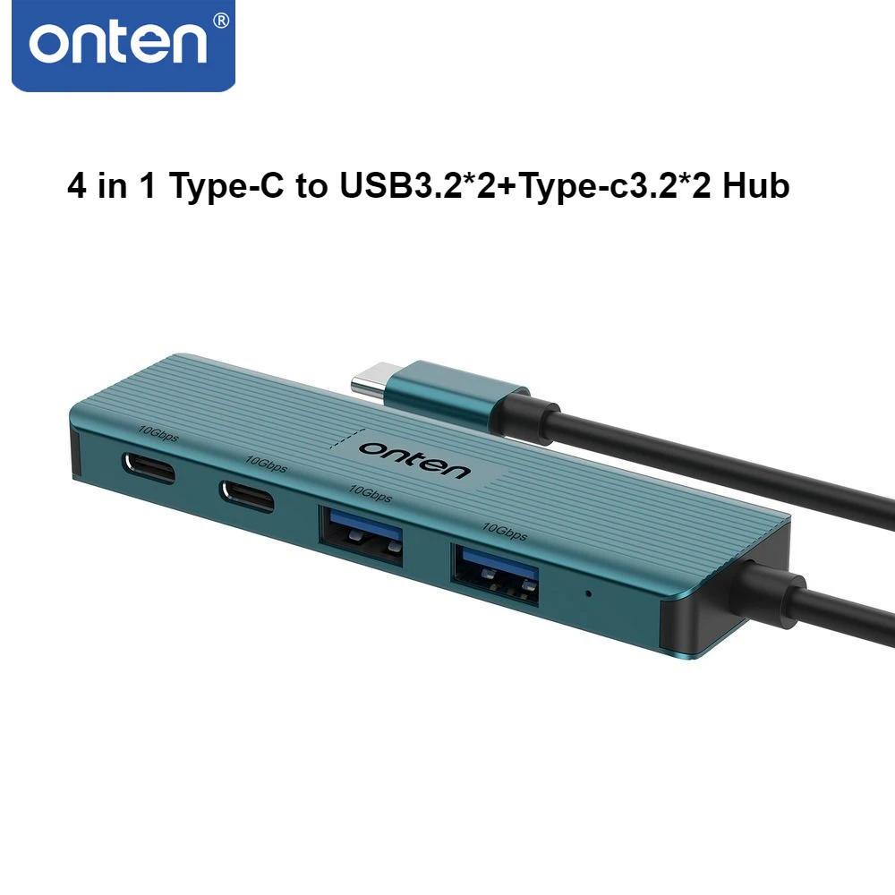 ONTEN USB-C Hub 4-Port USB 3.2 Gen2 10Gbps High Speed 2 USB-C 2 USB-A Multi-Port Adapter Dock for Laptop PC Tablet Mobile Phone
