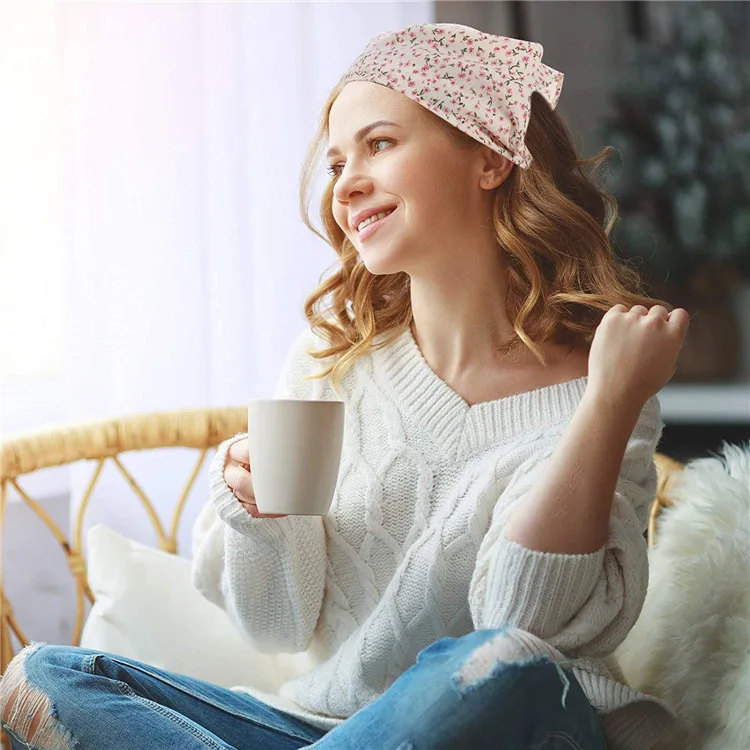 28cm Chip Flower Hair Scarf Bohemia Bandana Hair Band Retro Triangle Scarf Kerchief Women Girl Travel Headscarf Akcesoria