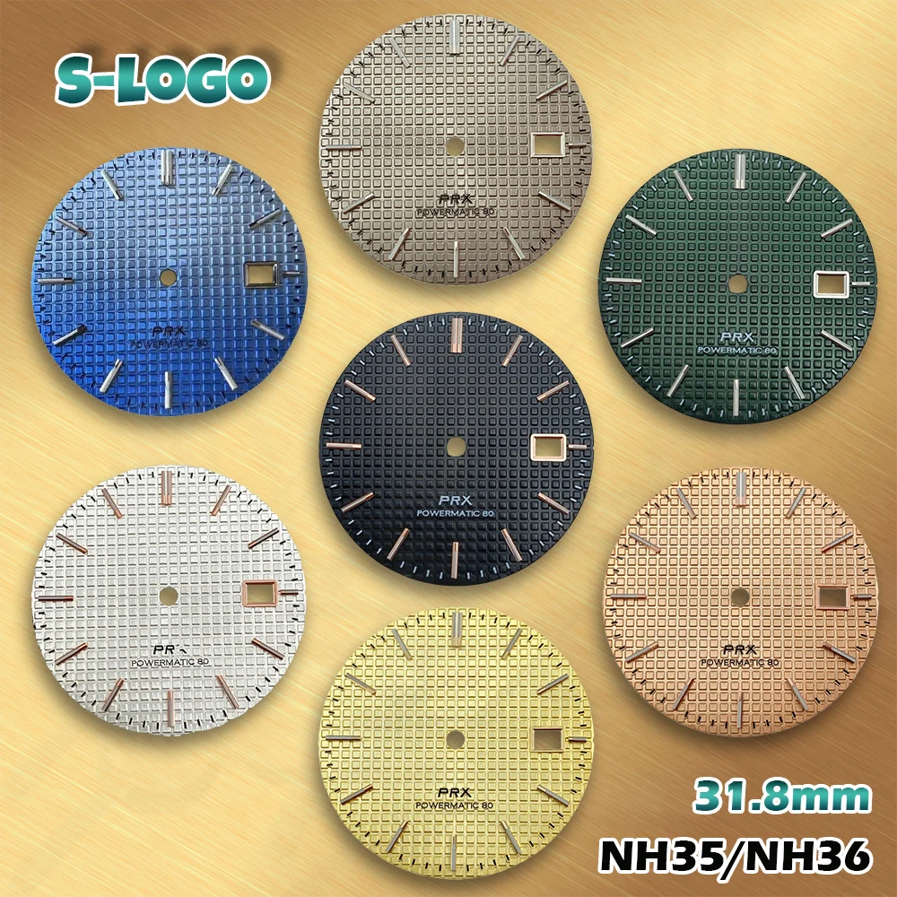 حركة NH35/NH36 - 31.8 ملم 3D S Logo قرص عربي طراز PRX |   ملحقات تعديل الساعة الرائعة من AP