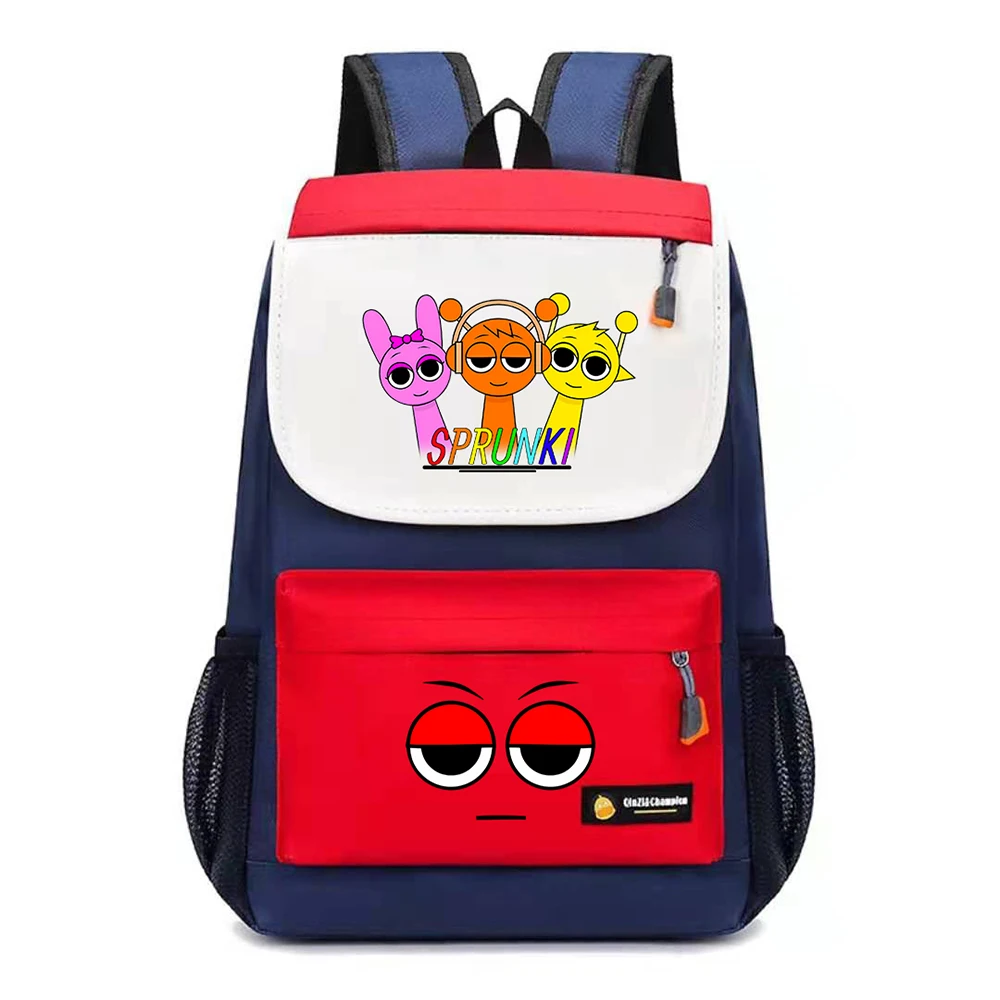 Sprunki Kids Cartoon Backpack Children Anime Fashion Schoolbag Boy Casual Knapsack Girl Cute Book Bag Accessories Shoulders Bags