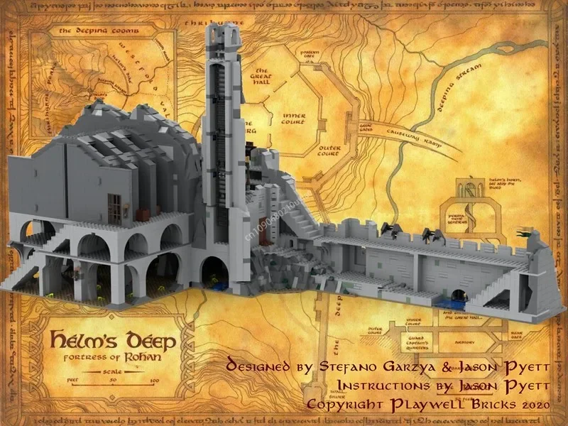 6189pcs Moc Lorded of The Ring Movie Helms Diepe UCS Schaal Modulair Model Bouwstenen Diy Creatieve Kinderen verjaardagscadeau