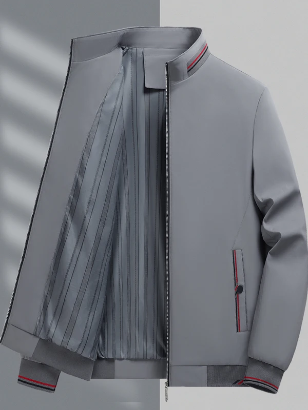 

Busin повседневная мужская куртка, весна-осень, новинка, универсальный воротник-стойка, ветрозащитное волокно из полиэфирного волокна, длинная застежка-молния све