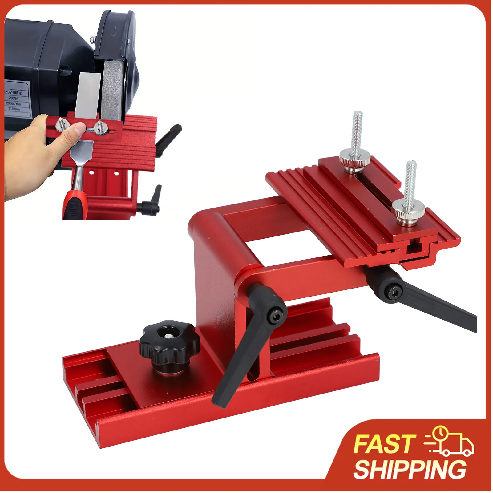 

Aluminum Alloy Tool Sharpener Jig Adjustable Angle for 6 8 Inch Bench Grinder Sander, Compatible with Blades up to 2.5" Width