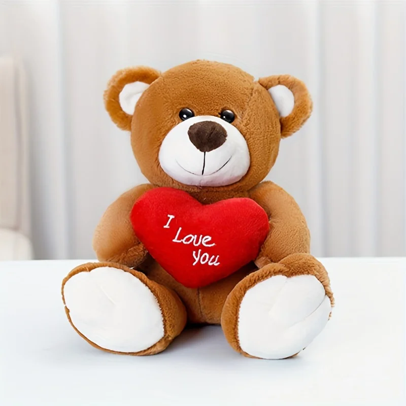 1PC Adorable Cartoon Rose Teddy Bear Doll Pillow - Perfect Plush Toy for Valentine\'s Day & Weddings!Mother\'s Day gift