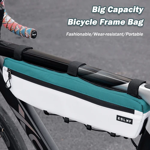 Imagen 1 del producto Bolsa para cuadro de bicicleta de carretera resistente al desgaste, bolsa de nailon para MTB de gran capacidad de 2L, bolsa de almacenamiento portátil para ciclismo, accesorios para bicicleta