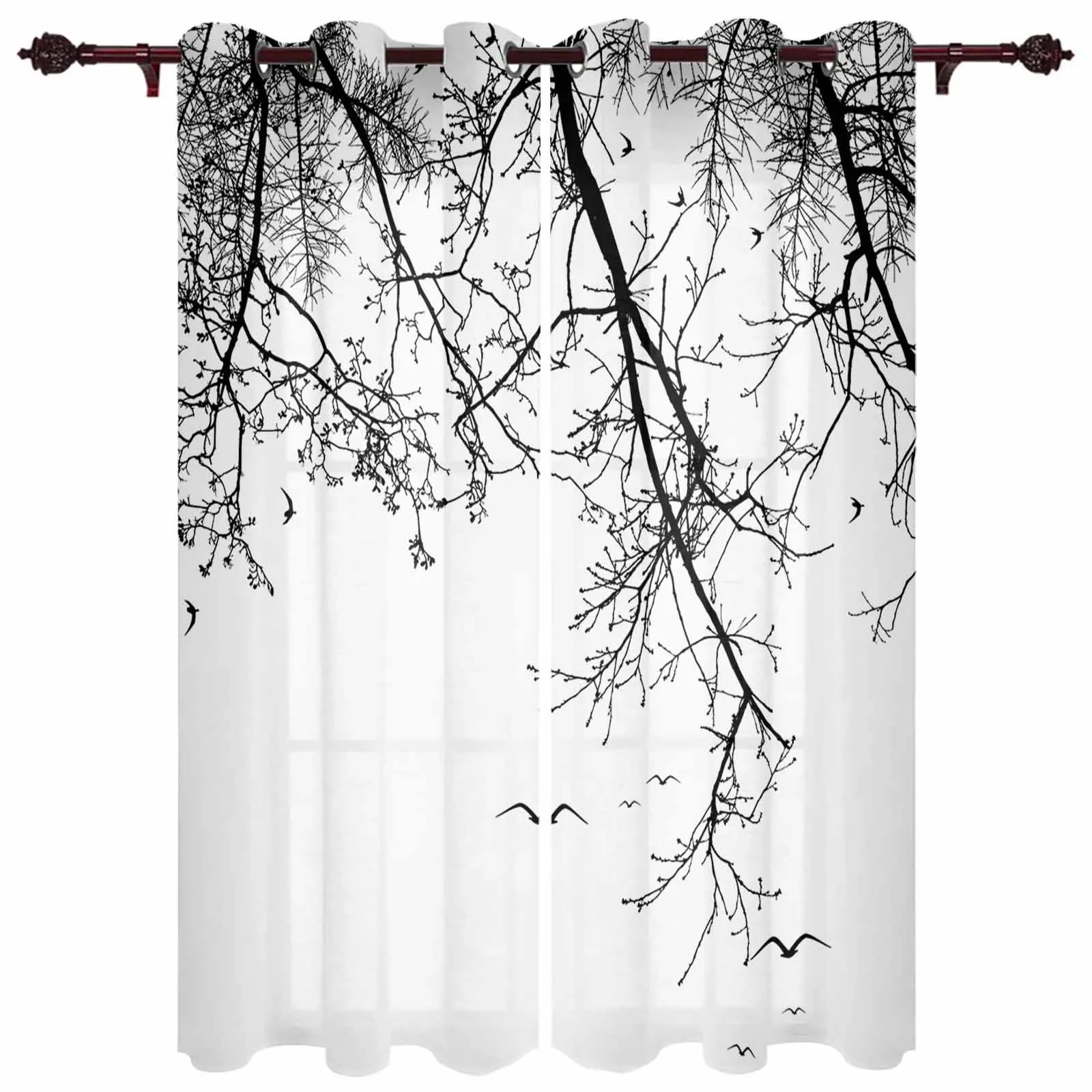 Branches Birds Animals Window Curtains for Living Room Luxury Bedroom Curtain Kitchen Blinds Drapes Curtains