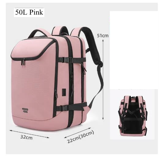 Sac à dos extensible 50L pour femmes, sacs d'école et d'université, sac pour ordinateur portable 17,3 pouces, sac à dos pour hommes avec port de charge USB, sac à dos de voyage pour hommes.