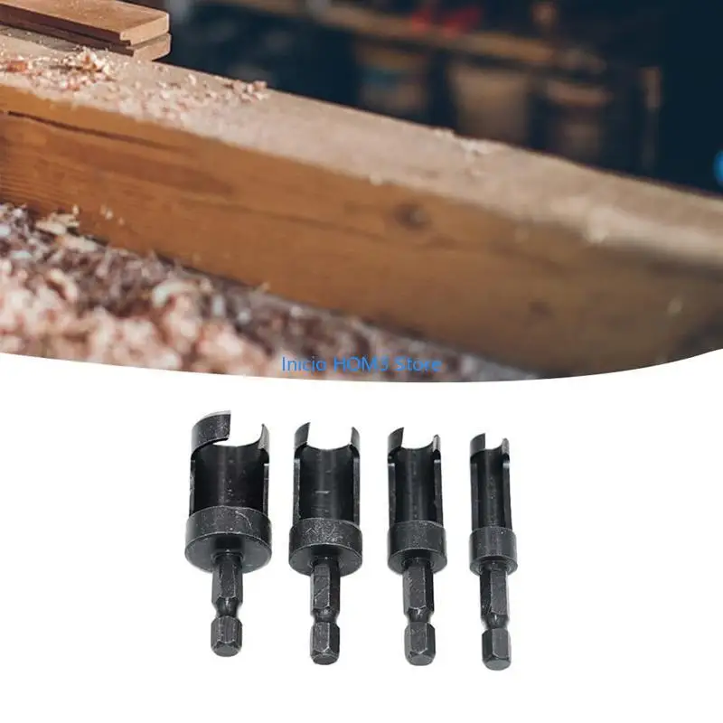 A5YD 6mm/ 10mm/ 13mm/ 16mm 4pcs 목재 플러그 홀 커터 비트 키트 목공 도구