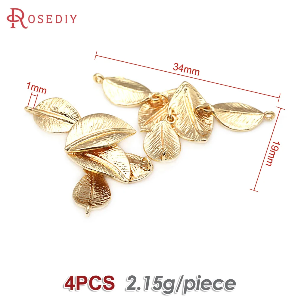 4PCS 18K Gold Color Connect Tree Leaf Charms Pendants High Quality Necklace Diy Jewelry Accessories Rosediy official-website