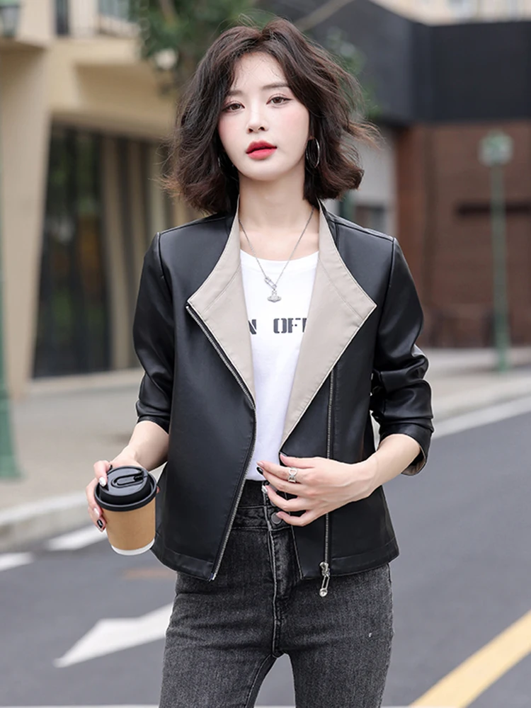   Ning Jaet in vera pelle da donna ort Sle 2025 autunno inverno nuovo casual colletto alla coreana eepskin Biker Coat