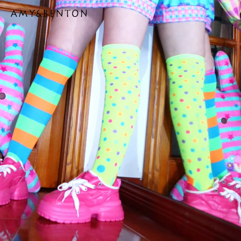 Japanese Design Polka Dot Cake Women's Socks Original Design Colorful Personality Stripes 2026 Spring Autumn Stockings Ladies