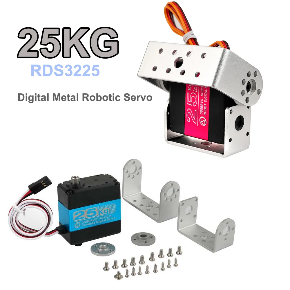 

25KG Dual Axis Digital RDS3225 Servo Motor 6V 180/270 Degree with Long/Short Brackets Servos For Robot Cars DIY Toys Power Parts