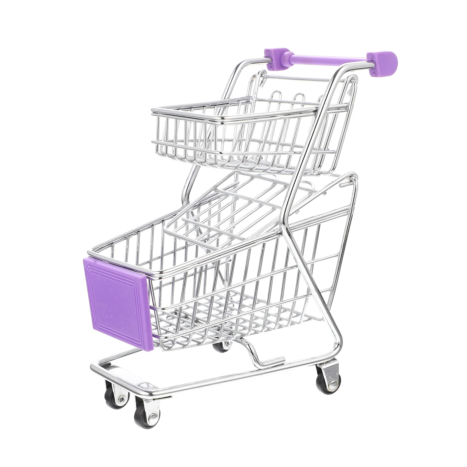 Mini Double Layer Trolley Toy Small Supermarket Cart Alloy ABS Practical Gift Valentine Mother Xmas Birthday