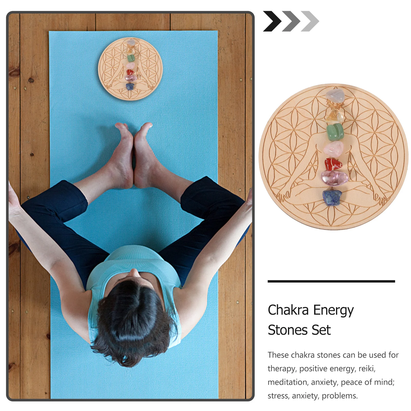 

1Set Energy Stone Chakra Plank DIY Crystal Healing Stones Set Therapy Meditation Stress Relief Anxiety Recovery