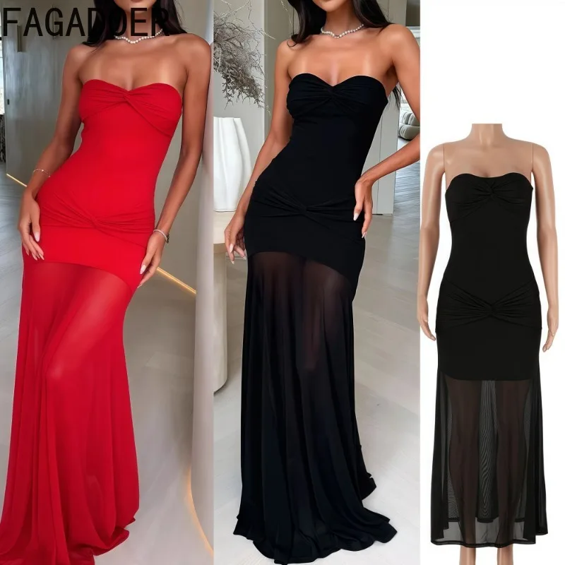 

FAGADOER Sexy Mesh See Through Patchwork Long Dress Women Black Long Sleeves Bodycon Dresses Female Party Clubwear Vestidos New