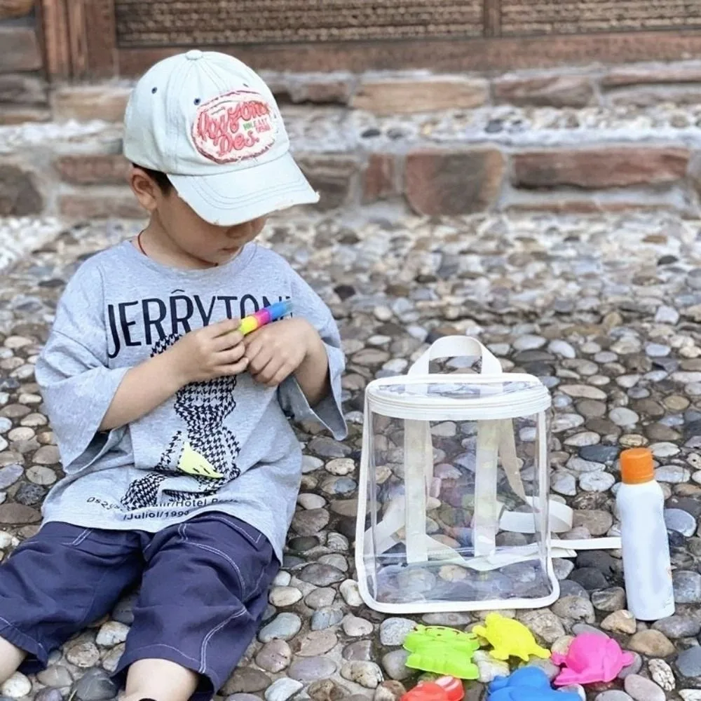 PVC Organizer Clear Kids Backpack Visible Large Capacity Swimming Storage Bags Ins Style Zipper Beach Waterproof Backpack