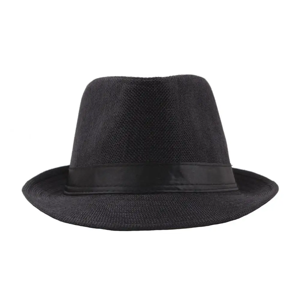 Trendy Men Hat One Size Stylish Linen Panama Cap Boater Summer Beach Sunhat  Fedora Hat Wear-proof