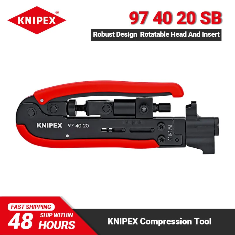 

Инструмент для обжима коаксиальных коннекторов KNIPEX 97 40 20 SB, прочная конструкция, регулируемый вращающийся инструмент для обжима разъема F BNC и RCA