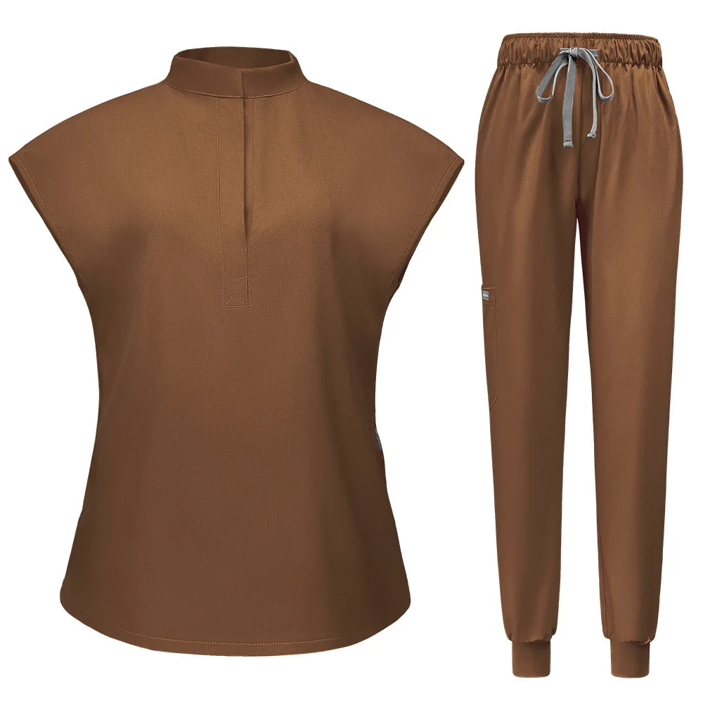 

Washable Nurse Short Sleeve Two-Piece Set For Women And Men Dental Doctor Elastic Surgical Gown