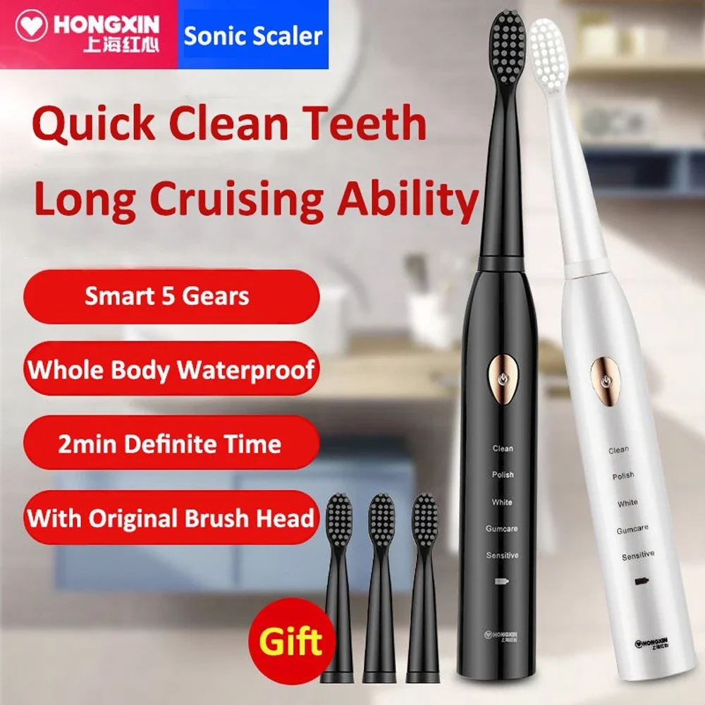 Electric Toothbrush Smart Ultrasonic Automatic Rechargeable Waterproof IPX7