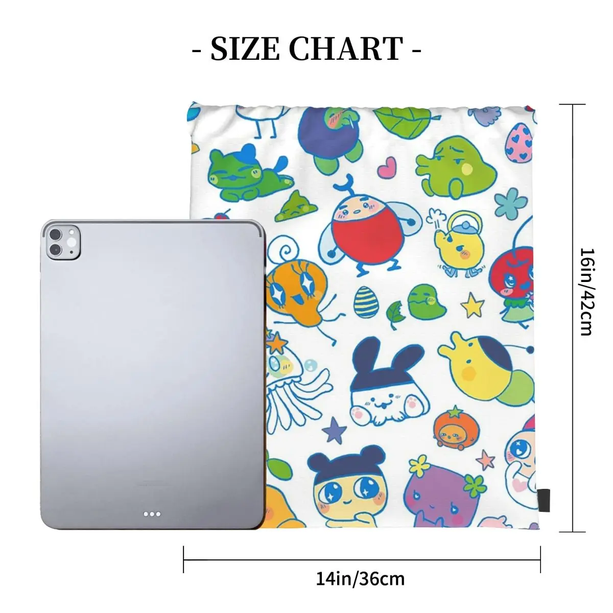 Tamagotchi Friends Backpacks Multi-function Drawstring Bundle Pocket Sundries Bag Book Bags For Man Woman Students