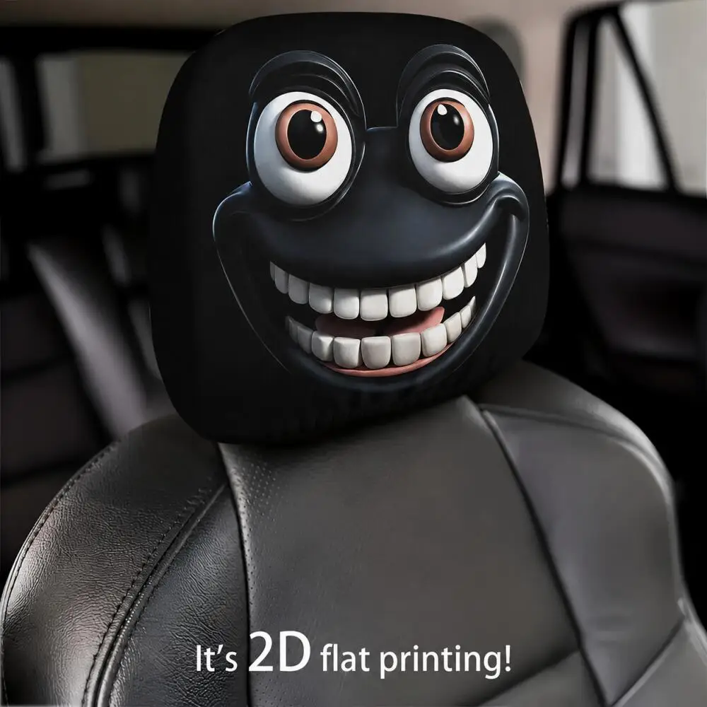 1PCS Capa de Apoio de Cabeça para Carro com Sapo Engraçado de Olhos Grandes e Sorridente, Protetor Universal Elástico de Apoio de Cabeça Automotivo com Desenho Animado Divertido