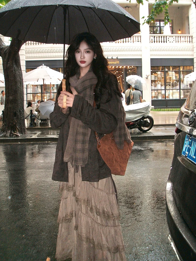 Vintage Sle AZure Kunstleder-Samt-Mantel mit Stehkragen, mittellang, warme Damen-Oberbekleidung aus Polyesterfaser