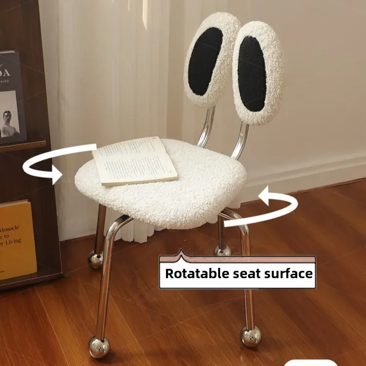 

Medieval crab chair bedroom makeup chair rotatable cute big eyes cute lamb wool dining chair casagd