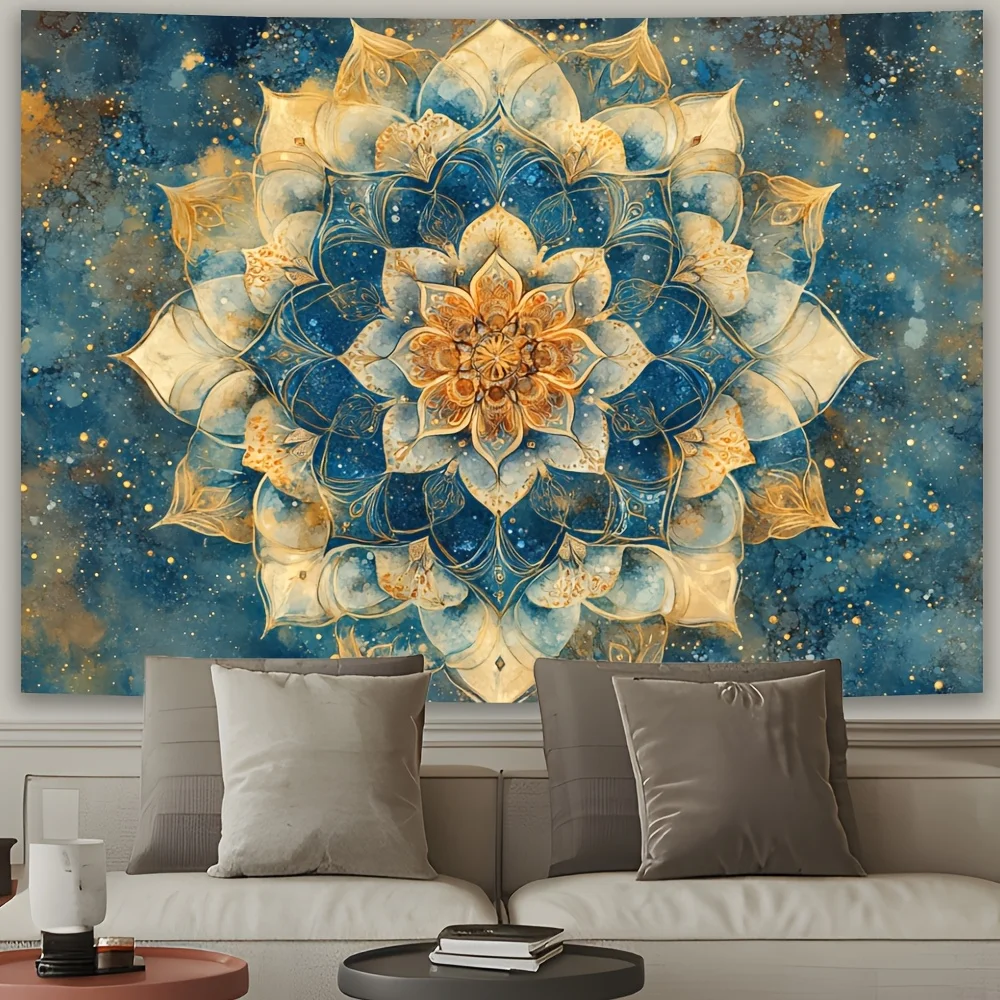 قطعة واحدة من نسيج ماندالا السماوي المرسوم يدويًا، قماش بوليستر، قابل للغسل في الغسالة، مناسب لتزيين غرفة المعيشة وغرفة النوم