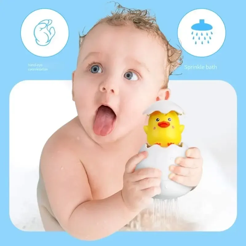 لعبة المياه العائمة لحمام الأطفال - رأس دش لطيف لرش الحوت والبط، ملحقات لعب الحمام الممتعة للأطفال في الاستحمام #3
