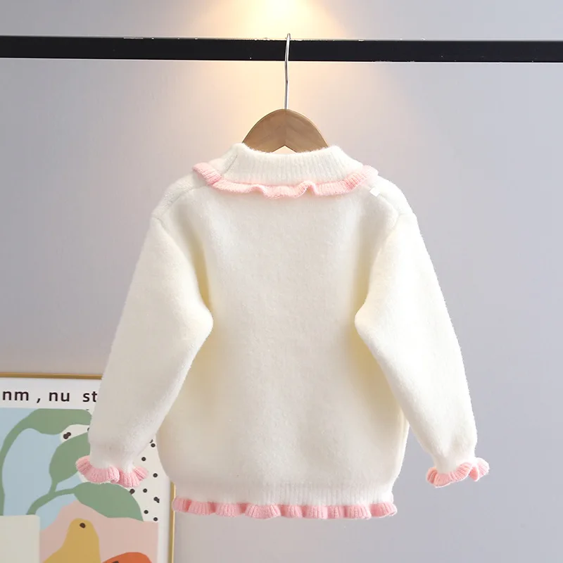 New Girl\'s Sweater Autumn and Winter Wild Lace Sweet Knitted Autumn Winter Girls\' Top