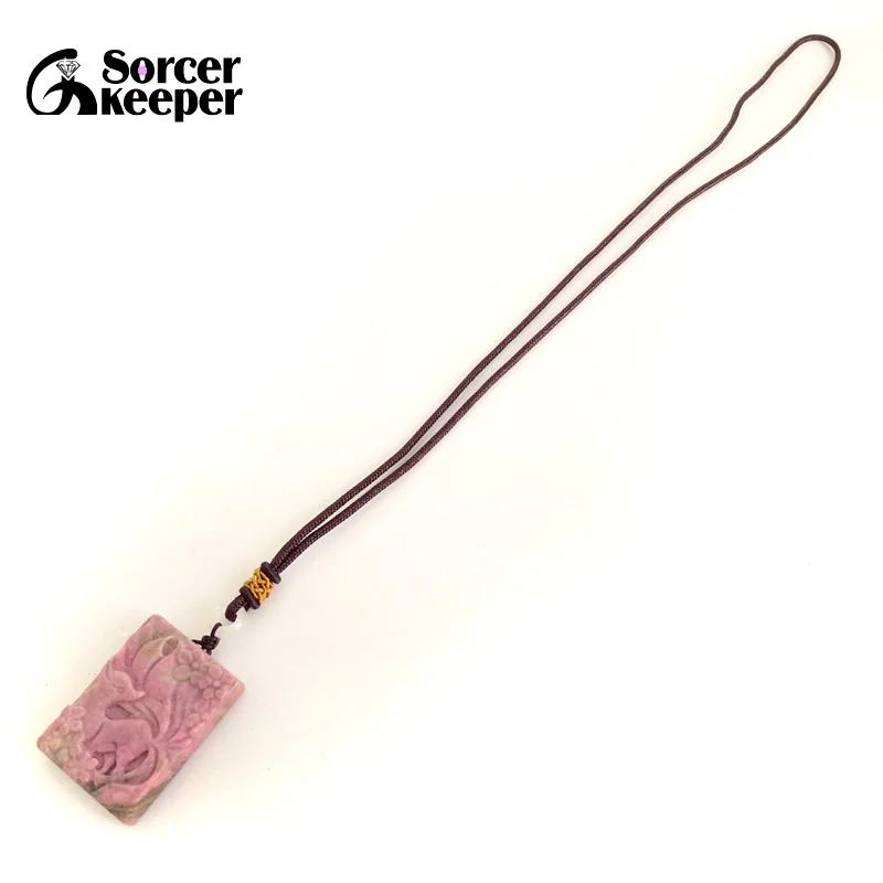 Natural Rhodonite Stone Jade Fox Pendant Necklace Charm Jewelry Fashion Accessories Hand-Carved Man Woman Jewelry Making BH468