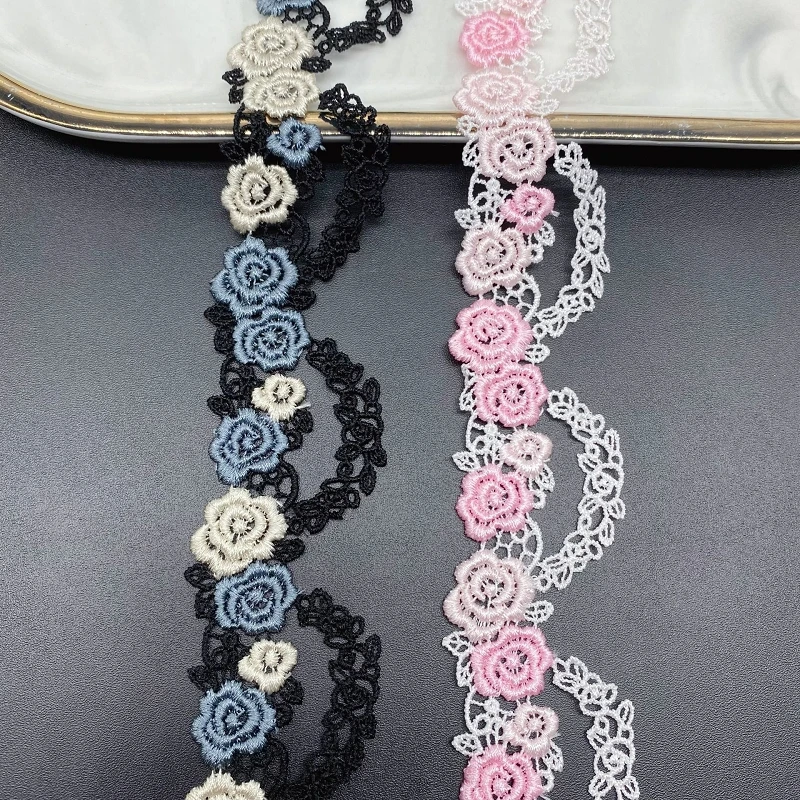 1Lot/40yds Red Pink Cloth Lace Ribbon Water Soluble Embroidery Lace Cloth Skirt Neckline Clothes Decoration Clothing Accessories