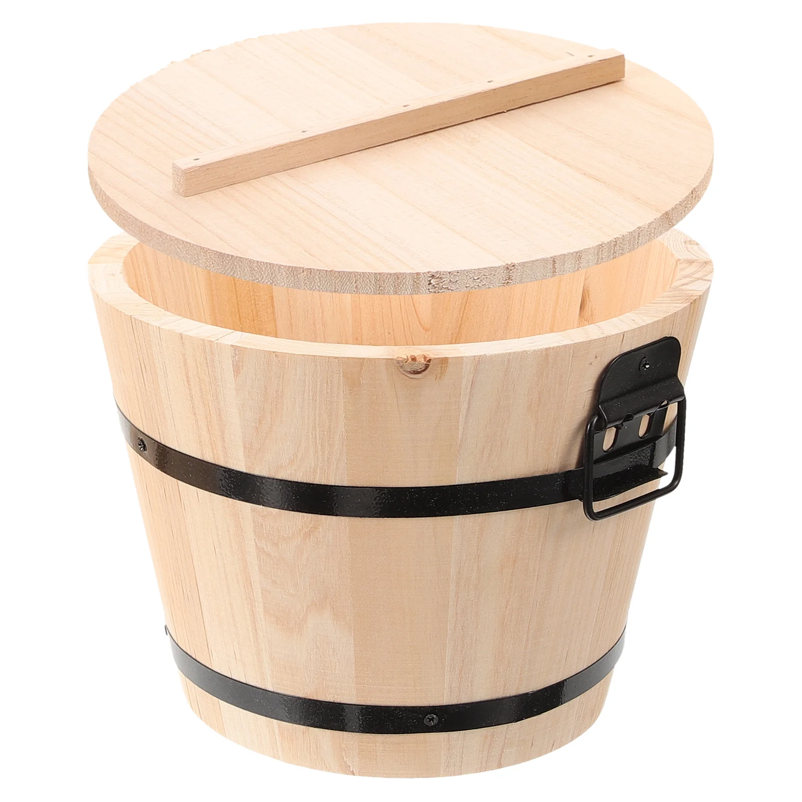 Wooden Sushi Bucket 18cm Rice Container Lid for Japanese Korean Food Safe Smooth Dust Multi function Kitchen