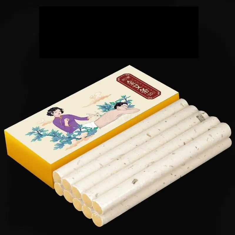 10pcs/Box 50:1 Long Gold Moxa Sticks Chinese Moxibustion Acupuntura Point Heating Therapy Pure Moxa Roller Wholsale