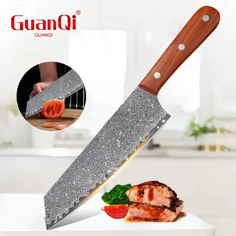 Professionelle Damaskus Stahl Messer Schneiden Hackmesser Sushi Gemüse Fleisch Kochen Küche Schneiden Werkzeug Holzgriff Kochmesser