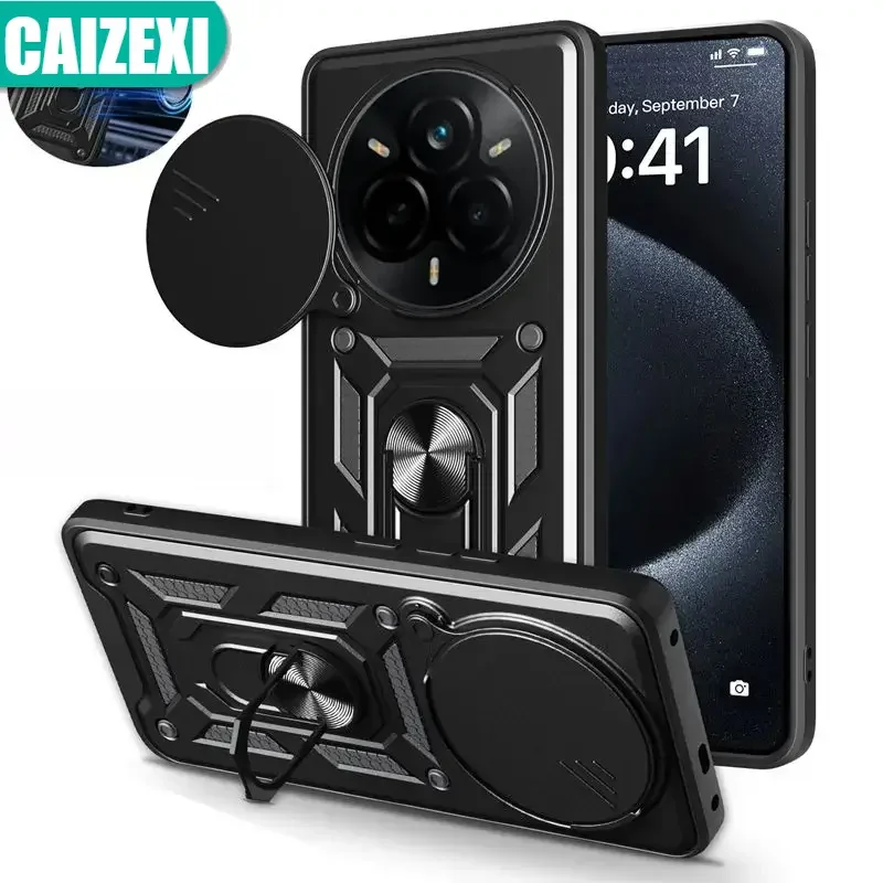 عدسة منزلق بحلقة مدرعة مقاومة للصدمات حماية Funda لهاتف OPPO Realme 14 13 12 Pro 5G Pro + Plus 12X 14X 5G Realme13 Realme14 #1