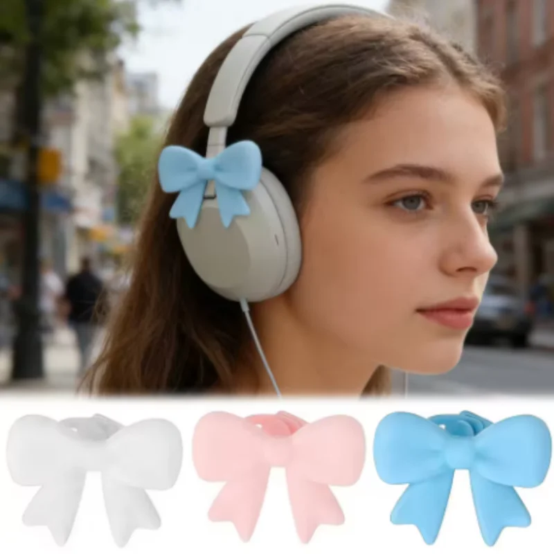 1/3pcs mix Creative Silicone Bow Headphone Accessory DIY Cute Headphone Clip Decor Soft Flexible Kawaii 3D Decor for Earphone