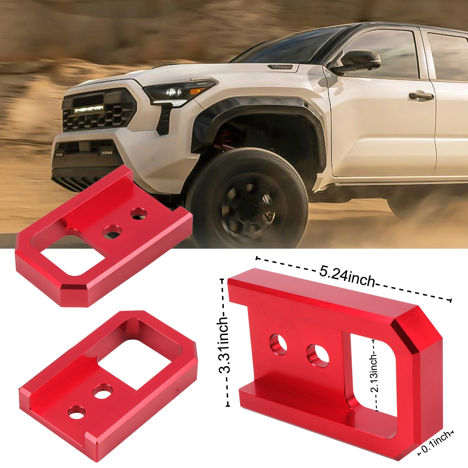 For Toyota Tacoma 2024 2025 / 4Runner 2025 Front Tow Hooks / Recovery Points Red Aluminum Alloy Car Exterior Accessories