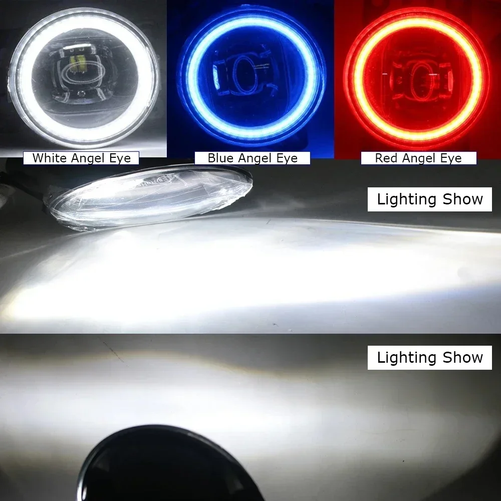 Pair LED Fog Lights Lens Angel Eyes DRL for Mitsubishi Space Star Mirage G4 Attrage 2012-2023 Car PTF Daytime Running Lamp view 6